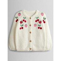 Jojo Maman Bebe Toddler Girls Fruit Embroidered Textured Cardigan - Cream