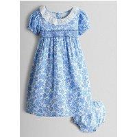 Jojo Maman Bebe Toddler Girls Floral Smocked Puff Sleeve Dress - Blue
