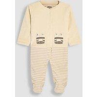 Jojo Maman Bebe Baby Unisex 2 Piece Stripe Sleepsuit & Velour Jacket Set - Cream