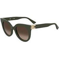 Moschino Round Frame Sunglasses With M Trim- Dark Green