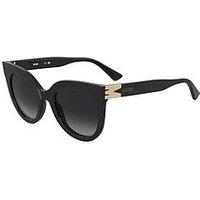 Moschino Round Frame Sunglasses With M Trim- Black