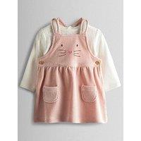Jojo Maman Bebe Baby Girls Bunny Dungaree Dress Set - Pink