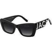 Marc Jacobs Women'S Thick Frame Branded Arm Sunglasses - Black