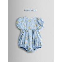 Jojo Maman Bebe Baby Girls Floral Cheesecloth Romper - Blue