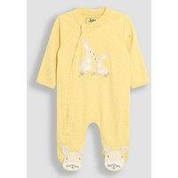 Jojo Maman Bebe Baby Girls Bunny Applique Zip Sleepsuit - Yellow