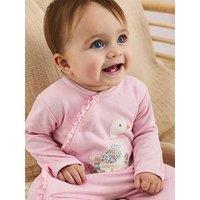 Jojo Maman Bebe Baby Girls Duck Applique Sleepsuit - Pink