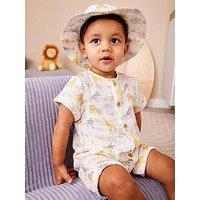 Jojo Maman Bebe Baby Boys Safari Romper & Hat Set - Cream