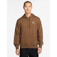 Nike Mens Sportswear Club Crest Logo Overhead Hoodie - Brown
