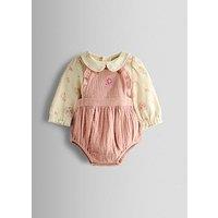 Jojo Maman Bebe Baby Girls Rose Bubble Romper & Body Set - Pink
