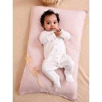Jojo Maman Bebe Baby Girls Heart Embroidered Sleepsuit - Pink