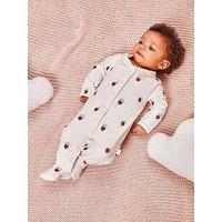Jojo Maman Bebe Baby Girls Strawberry Embroidered Sleepsuit - Cream