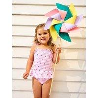 Jojo Maman Bebe Toddler Girls Cherry Gingham Shirred Tie Shoulder Swimsuit - Pink