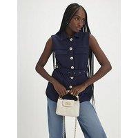 River Island Short Belted Utility Waistcoat - Navy