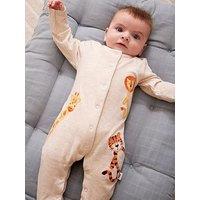 Jojo Maman Bebe Baby Boys Safari Applique Sleepsuit - Beige