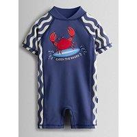 Jojo Maman Bebe Baby Boys Crab All In One Sun Protection Suit - Navy