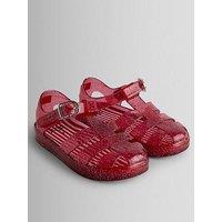 Jojo Maman Bebe Toddler Girls Plain Glitter Jelly Sandals - Red