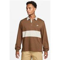 Nike Mens Long Sleeve Club Rugby Top - Brown