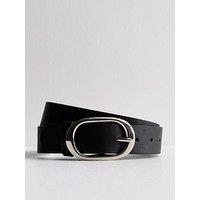 New Look Black Leather-Look Buckled Belt