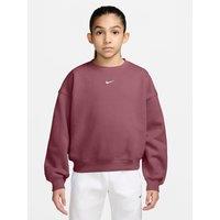 Nike Junior Girls Studio Club Fleece Crew Sweatshirt - Pink