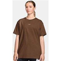 Nike Womens Classic Essentials Central Swoosh T-Shirt - Brown