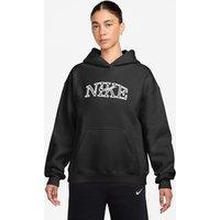 Nike Womens Studio Fleece Oversized Collegiate Logo Hoodie - Black