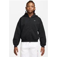 Nike Junior Girls Studio Club Fleece Oversized Zip Through Hoodie - Black