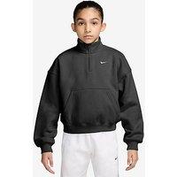 Nike Junior Girls Studio Club Fleece 1/4 Zip Sweater - Black
