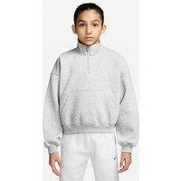 Nike Junior Girls Studio Club Fleece 1/4 Zip Sweatshirt - Light Grey