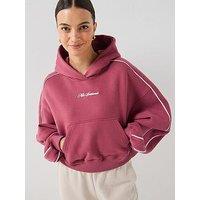 Nike Womens Studio Fleece Scallop Tape Logo Overhead Hoodie - Pink