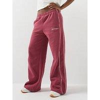 Nike Womens Studio Fleece Scallop Tape Logo Open Hem Joggers - Pink