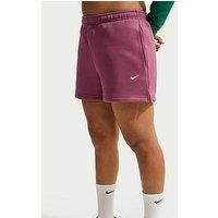 Nike Womens Studio Fleece Mid Rise 4" Sweat Shorts - Pink