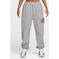 Nike Womens Studio Fleece Oversized Collegiate Logo Joggers - Grey