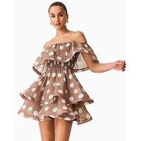 Elliatt Sola Polka Dot Mini Dress - Brown