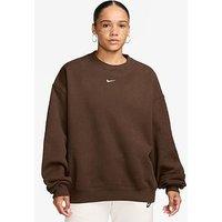 Nike Womens Studio Fleece Oversized Crew Sweatshirt - Brown