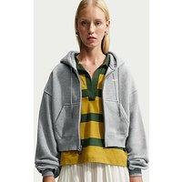 Nike Womens Studio Fleece Oversized Crop Full Zip Hoodie - Grey