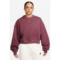 Nike Womens Studio Fleece Oversized Crop Crew Sweatshirt - Pink