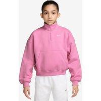 Nike Junior Girls Studio Club Fleece 1/4 Zip Sweat - Pink