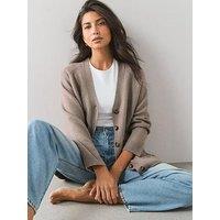 The Very Collection Cosy Yarn Relaxed V Neck Cardigan With Wool - Brown