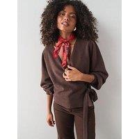 The Very Collection Cosy Yarn Wrap Cardigan With Wool - Chocolate