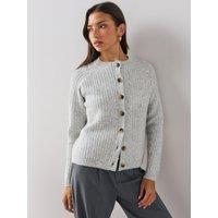 The Very Collection Womens Timeless Yarn Stitch Interest Button-Through Cardigan - Light Grey