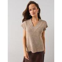The Very Collection Timeless Yarn V Neck Knitted Tank - Brown