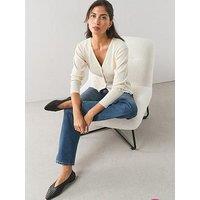 The Very Collection Classic Comfort V Neck Cardigan With Pearl Button - Cream