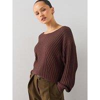 The Very Collection Classic Comfort Stitch Interest Jumper - Brown