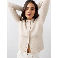 The Very Collection Cosy Yarn Collared Button Down Cardigan With Wool - Cream