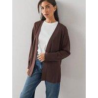 The Very Collection Classic Comfort Ribbed Edge To Edge Cardigan - Chocolate