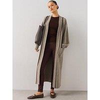 The Very Collection Edge To Edge Maxi Cardigan With Tipping - Brown