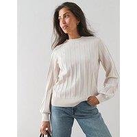 The Very Collection Classic Comfort Crew Neck Stitch Interest Jumper - Cream