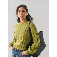 The Very Collection Classic Comfort Crew Neck Stitch Interest Jumper - Green