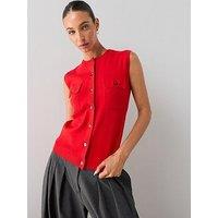 The Very Collection Classic Comfort Button Through Knitted Tank - Red