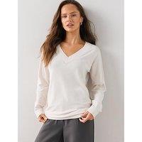 The Very Collection Women'S Longline V-Neck Jumper - Cream